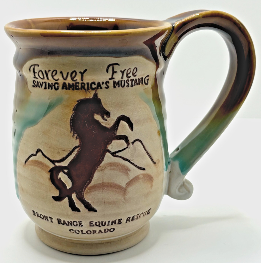 Forever Free Saving Americas Mustang CO Equine Rescue Kiln Fired Coffee Mug NEW